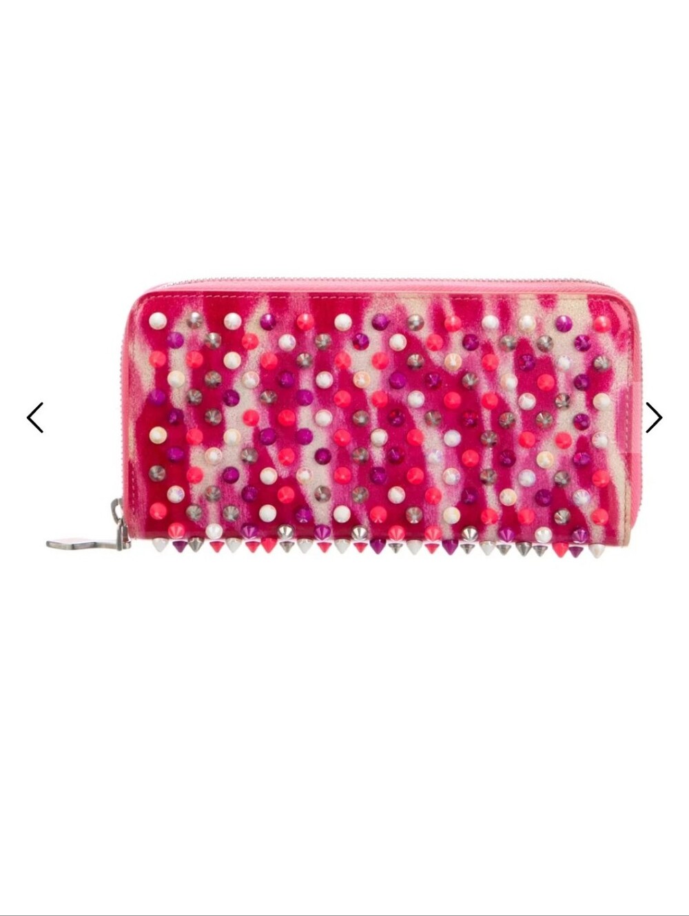 Christian Louboutin Pink Studded Zip-Around Wallet